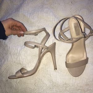 strappy nude heels
